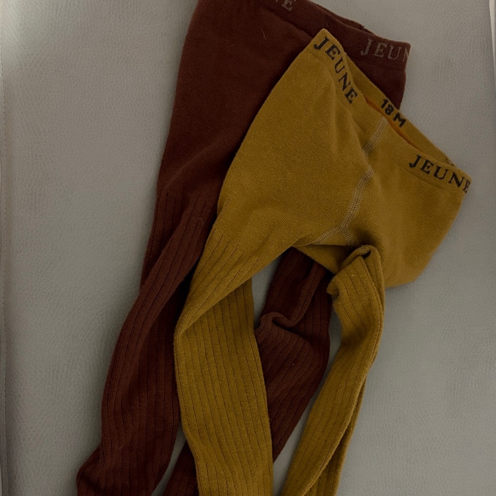Jeune Brown and Mustard Ribbed Tights